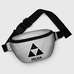 Поясная сумка Символ Zelda на светлом фоне с полосами, цвет: 3D-принт — фото 2