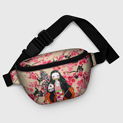 Поясная сумка Незуко Камадо под сакурой, цвет: 3D-принт — фото 2