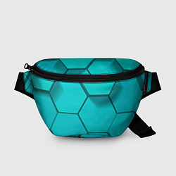 Поясная сумка Большие бирюзовые соты, цвет: 3D-принт