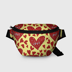 Поясная сумка Надпись love в красном сердце, цвет: 3D-принт