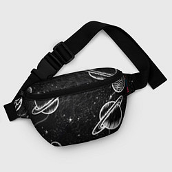 Поясная сумка Черно-белый Сатурн, цвет: 3D-принт — фото 2