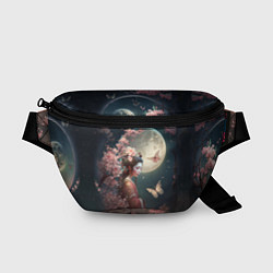 Поясная сумка Девушка в сакуре под луной, цвет: 3D-принт