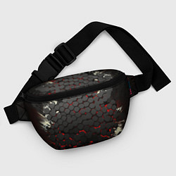 Поясная сумка Черно-красные объемные плиты, цвет: 3D-принт — фото 2
