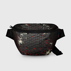 Поясная сумка Черно-красные объемные плиты, цвет: 3D-принт
