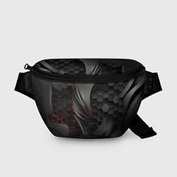 Поясная сумка Черные абстрактные плиты, цвет: 3D-принт