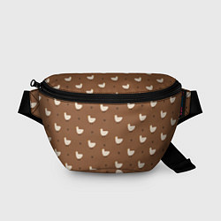 Поясная сумка Гуси и травка - паттерн коричневый, цвет: 3D-принт