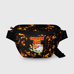 Поясная сумка Chicken Gun на фоне огня, цвет: 3D-принт