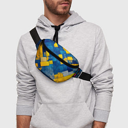 Поясная сумка Синяя и жёлтая геометрия, цвет: 3D-принт — фото 2