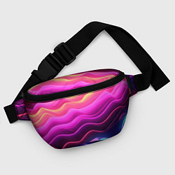 Поясная сумка Розовые и фиолетовые неоновые волны, цвет: 3D-принт — фото 2