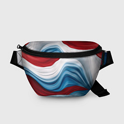 Поясная сумка Белые синие красные волны, цвет: 3D-принт