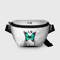 Поясная сумка С бабочкой на фоне японского иероглифа, цвет: 3D-принт