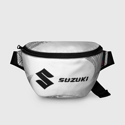 Поясная сумка Suzuki speed на светлом фоне со следами шин: надпи, цвет: 3D-принт
