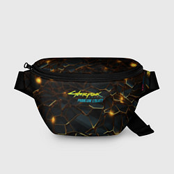 Поясная сумка Cyberpunk 2077 phantom liberty gold abstract, цвет: 3D-принт