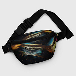 Поясная сумка Золотые волны на черном фоне, цвет: 3D-принт — фото 2