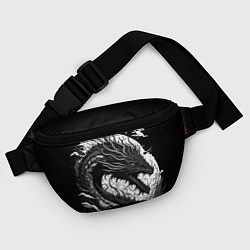 Поясная сумка Черно-белый дракон и волны, цвет: 3D-принт — фото 2