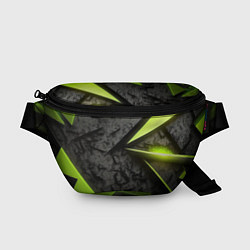Поясная сумка Зеленые абстрактные осколки, цвет: 3D-принт