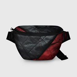 Поясная сумка Черно - красная кожа, цвет: 3D-принт