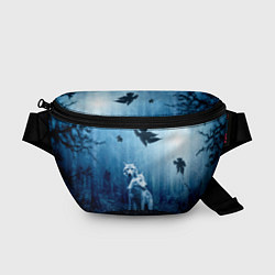 Поясная сумка Волки в ночном лесу, цвет: 3D-принт