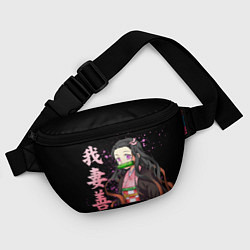 Поясная сумка Незуко комадо и иероглифы - клинок, цвет: 3D-принт — фото 2