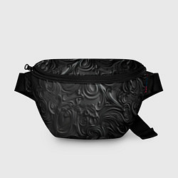 Поясная сумка Черная текстура из кожи с узорами, цвет: 3D-принт
