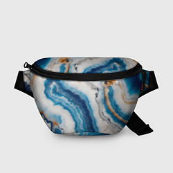 Поясная сумка Узор волна голубой океанический агат, цвет: 3D-принт