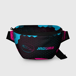 Поясная сумка Jaguar - neon gradient: надпись и символ, цвет: 3D-принт