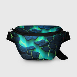 Поясная сумка Разлом объемных зеленых плит, цвет: 3D-принт