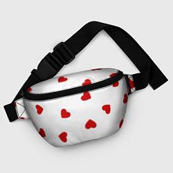 Поясная сумка Красные сердечки на белом, цвет: 3D-принт — фото 2