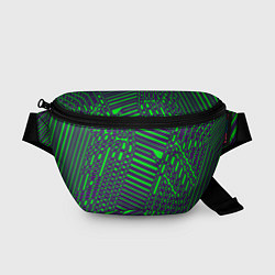 Поясная сумка Кибер сеть ЗелёныйФиолетовый, цвет: 3D-принт