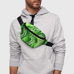 Поясная сумка Зеленые объемные полосы, цвет: 3D-принт — фото 2
