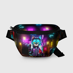 Поясная сумка Cool kitten - cyberpunk - neon glow, цвет: 3D-принт