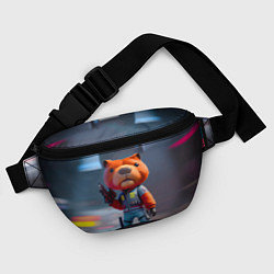 Поясная сумка Крутой капибара с пистолетом - киберпанк - нейросе, цвет: 3D-принт — фото 2
