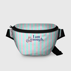 Поясная сумка I am Kenough - фраза и костюм Кена в полоску, цвет: 3D-принт