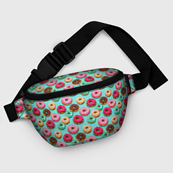 Поясная сумка Разноцветные пончики паттерн, цвет: 3D-принт — фото 2