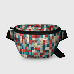 Поясная сумка Ретро квадраты ванильные, цвет: 3D-принт