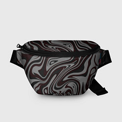 Поясная сумка Абстракция тёмно-серый с красным, цвет: 3D-принт