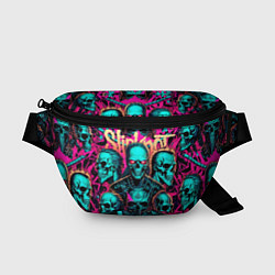 Поясная сумка Slipknot на фоне рок черепов, цвет: 3D-принт