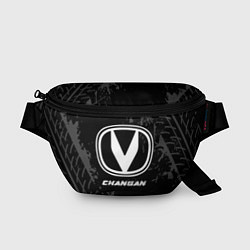 Поясная сумка Changan speed на темном фоне со следами шин, цвет: 3D-принт