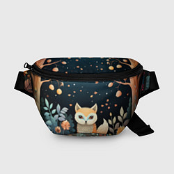 Поясная сумка Фэнтезийная лисичка в лесу фолк-арт, цвет: 3D-принт