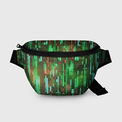Поясная сумка Неоновые полосы зелёные, цвет: 3D-принт