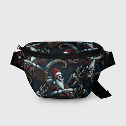 Поясная сумка Новогодний патерн со скелетом Санты, цвет: 3D-принт