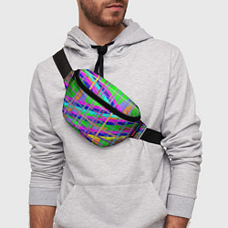 Поясная сумка Неоновые перпендикулярные полосы, цвет: 3D-принт — фото 2