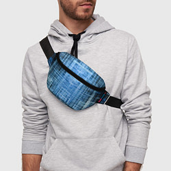 Поясная сумка Синие неоновые полосы киберпанк, цвет: 3D-принт — фото 2