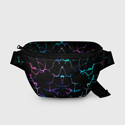 Поясная сумка Неоновые трещины узоры, цвет: 3D-принт