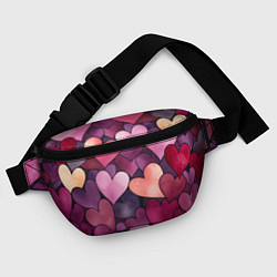 Поясная сумка Много акварельных сердец, цвет: 3D-принт — фото 2