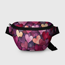 Поясная сумка Много акварельных сердец, цвет: 3D-принт