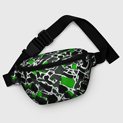 Поясная сумка Кляксы чёрные и зелёные, цвет: 3D-принт — фото 2