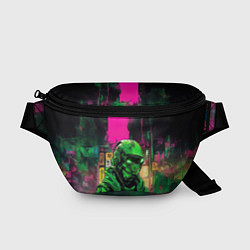 Поясная сумка Уличный воин в зелёном шлеме, цвет: 3D-принт