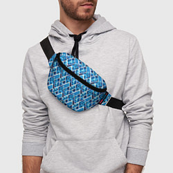 Поясная сумка Синие треугольники и белые полосы, цвет: 3D-принт — фото 2