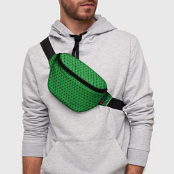 Поясная сумка Зелёные и чёрные треугольники, цвет: 3D-принт — фото 2